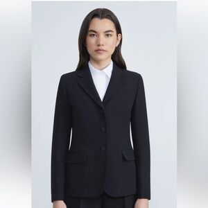 Layfette 148 Wool Silk Crepe 3 Button Academy Blazer Slim Lapels & Hip L…